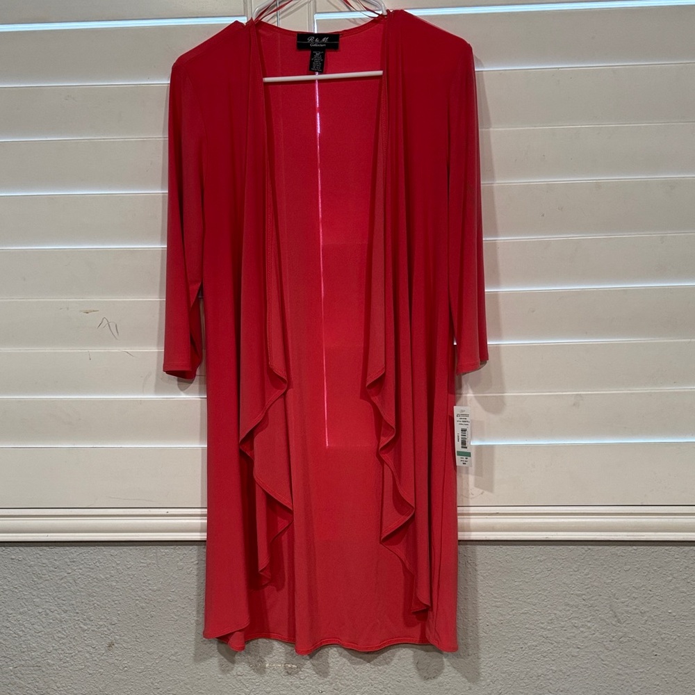 R & M Richards Red Open Front Cardigan